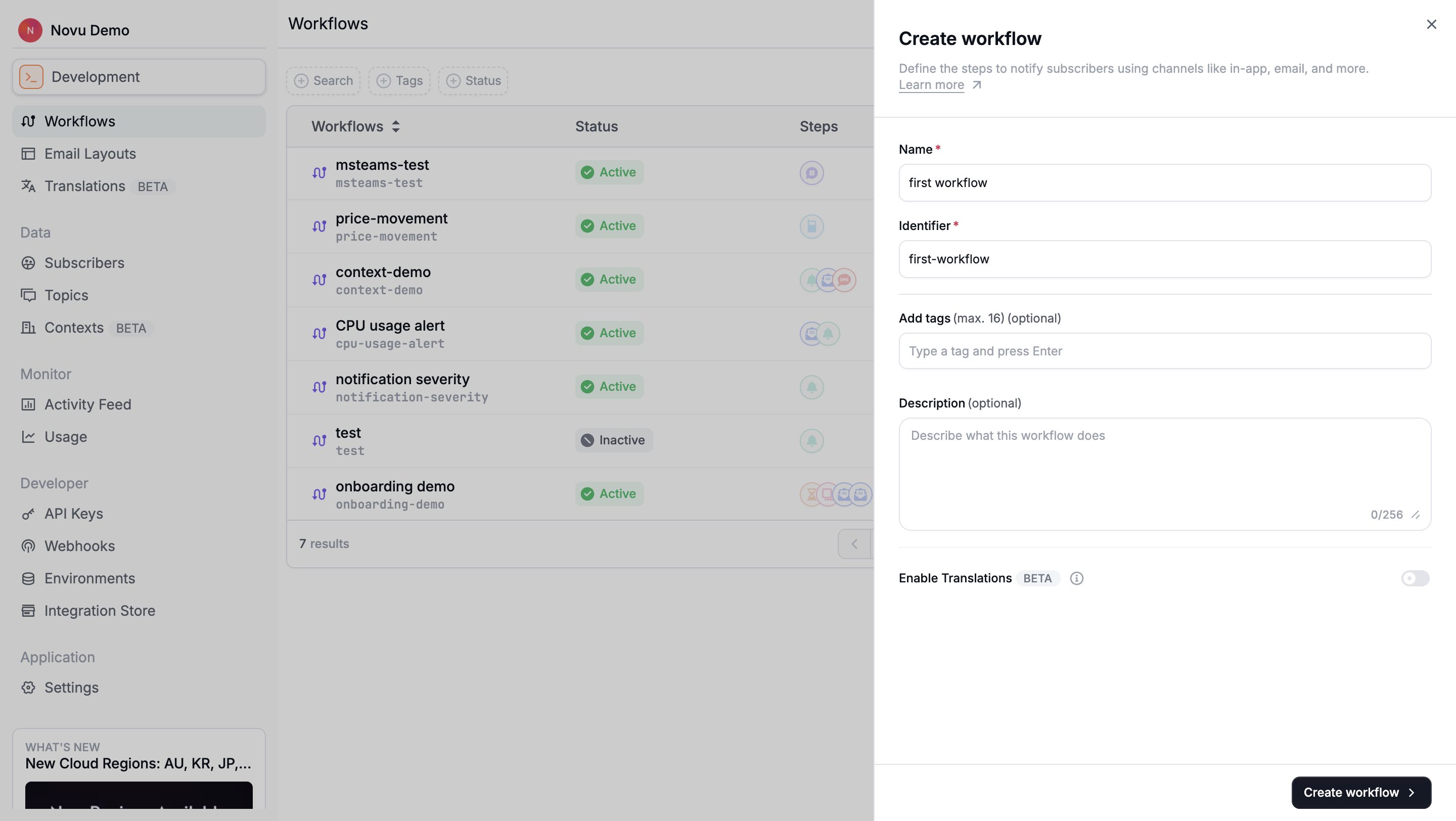 Create workflow