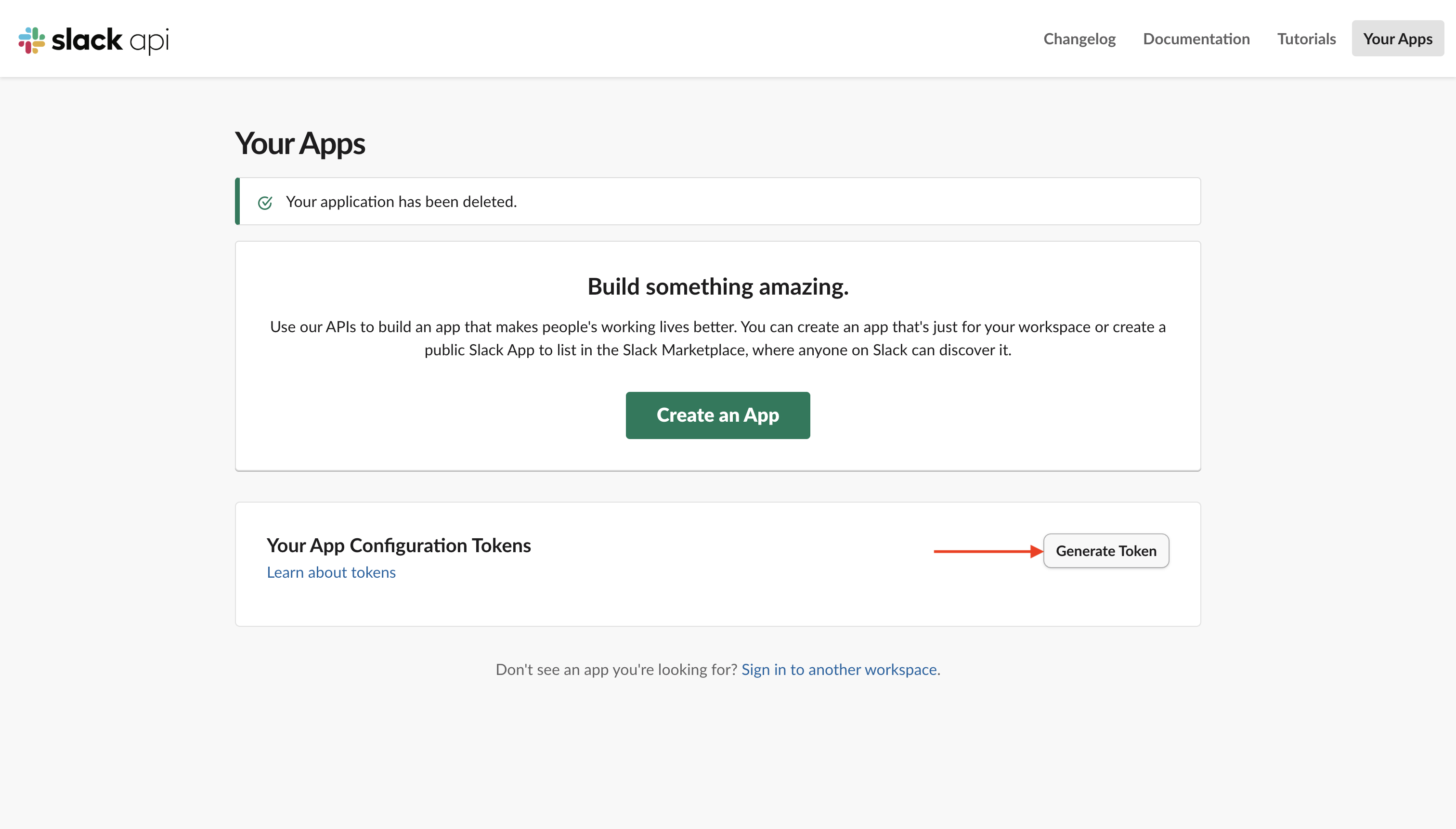 Generate Slack token